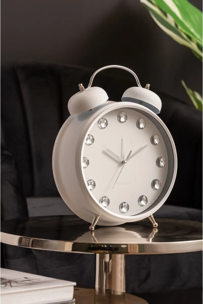 Karlsson 6019WH designerski zegar stołowy/budzik biały, śr. 30 cm