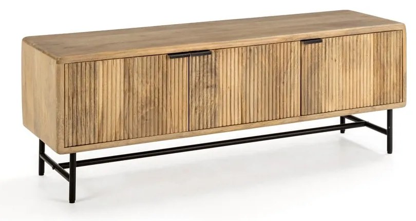 Szafka pod TV z litego drewna mango w naturalnym kolorze 145x50x40 cm Mundra – MOME