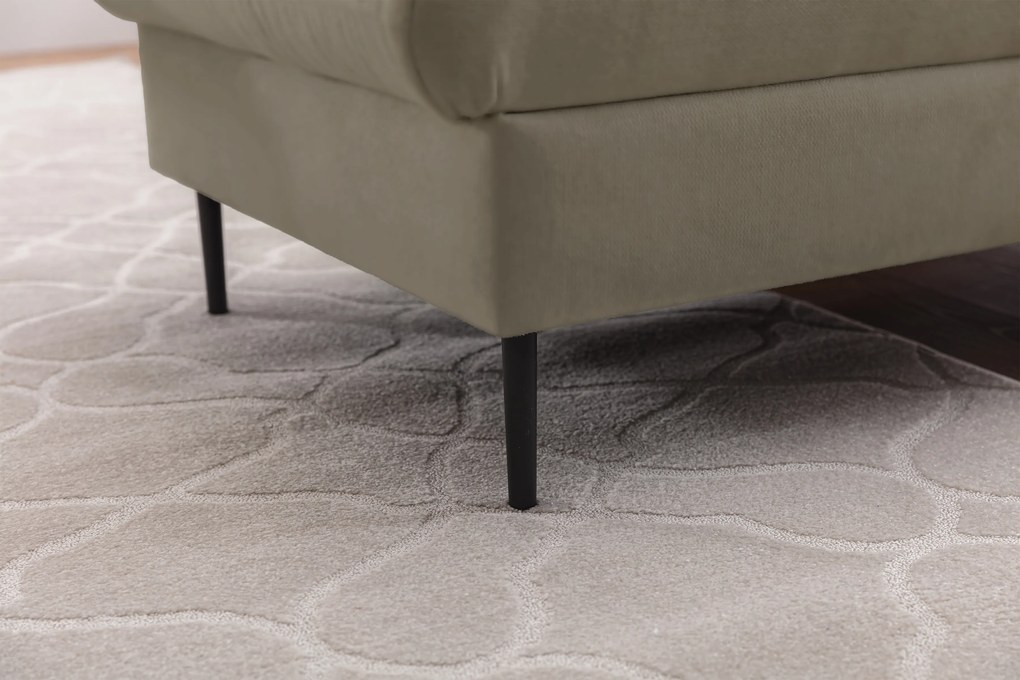 Narożnik z funkcją spania Taila Mini prawostronny - beżowy welur Velluto 3 / czarne nogi