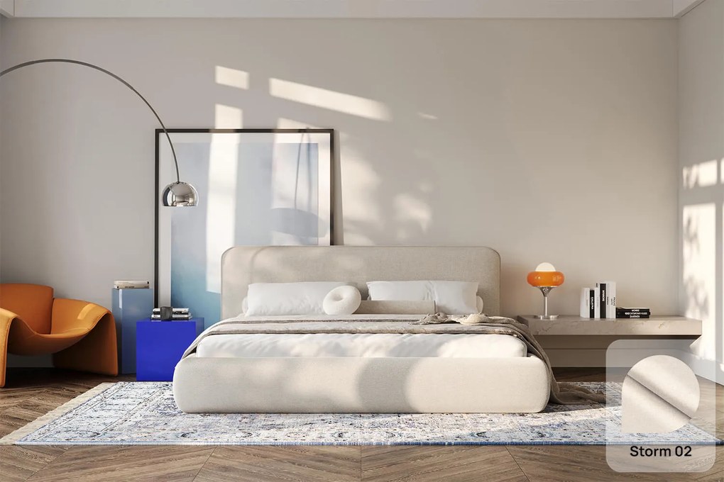 Łóżko Odette 160x200, tkanina STORM 02, stelaż metalowy