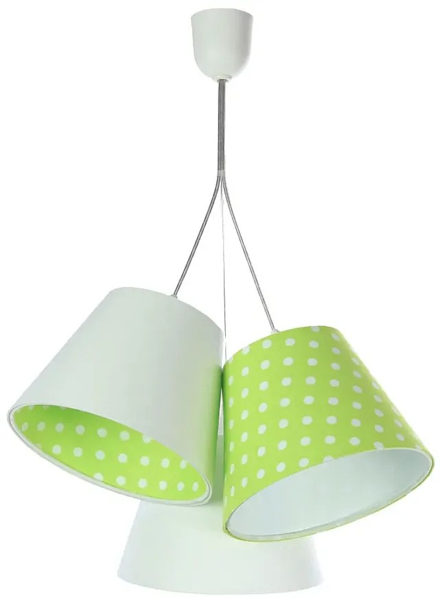 Biało-zielona lampa wisząca w groszki dla dzieci R8-T15