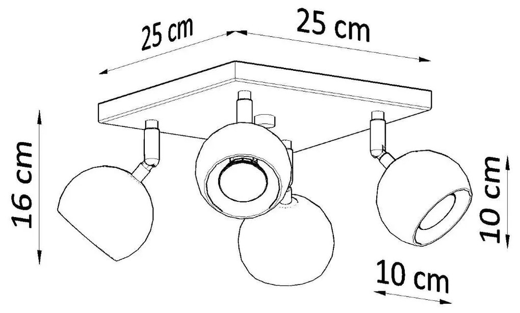 Plafon OCULARE 4 czarny SOLLUX LIGHTING