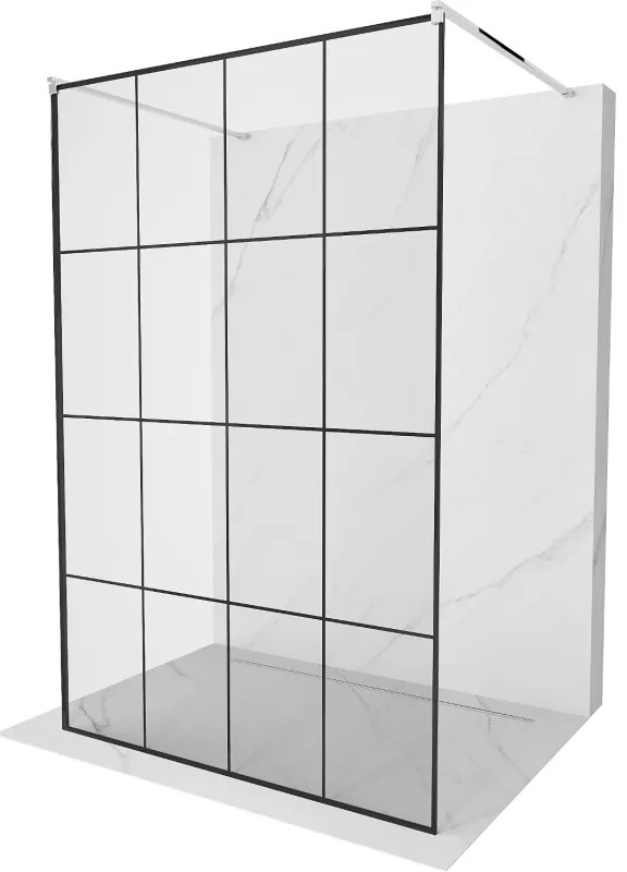 Mexen Kioto ścianka prysznicowa wolnostojąca 160 x 200 cm, czarny wzór 8 mm, chrom - 800-160-002-01-77