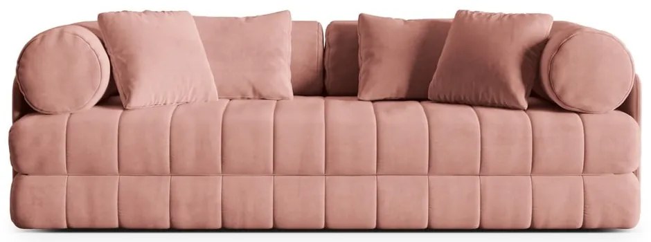 Różowa aksamitna rozkładana sofa 206 cm Kemi – Cosmopolitan Design