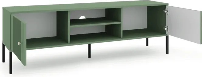 Szafka RTV do Salonu SOFT 154 cm Zielona Ryflowana Japandi