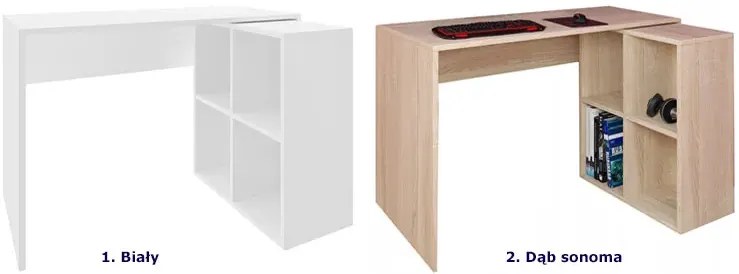 Białe biurko dziecięce, młodzieżowe nowoczesne z regałem E3-G32