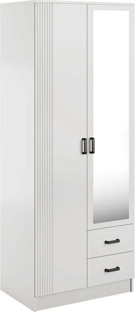 Biała skandynawska szafa z lustrem F2-L27