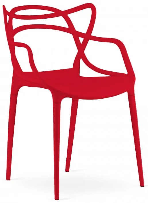 Zestaw 4 czerwonych plastikowych krzeseł KATO