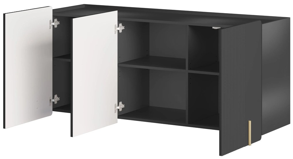 Komoda Malmi 150 cm wisząca - czarny mat / złoty