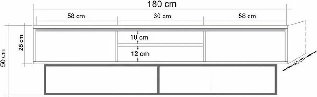 Stolik pod telewizor Rodez Walnut and Black II, L