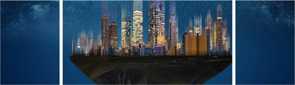 Obraz - Wielkie miasto unoszące się w kosmosie (170x50 cm)
