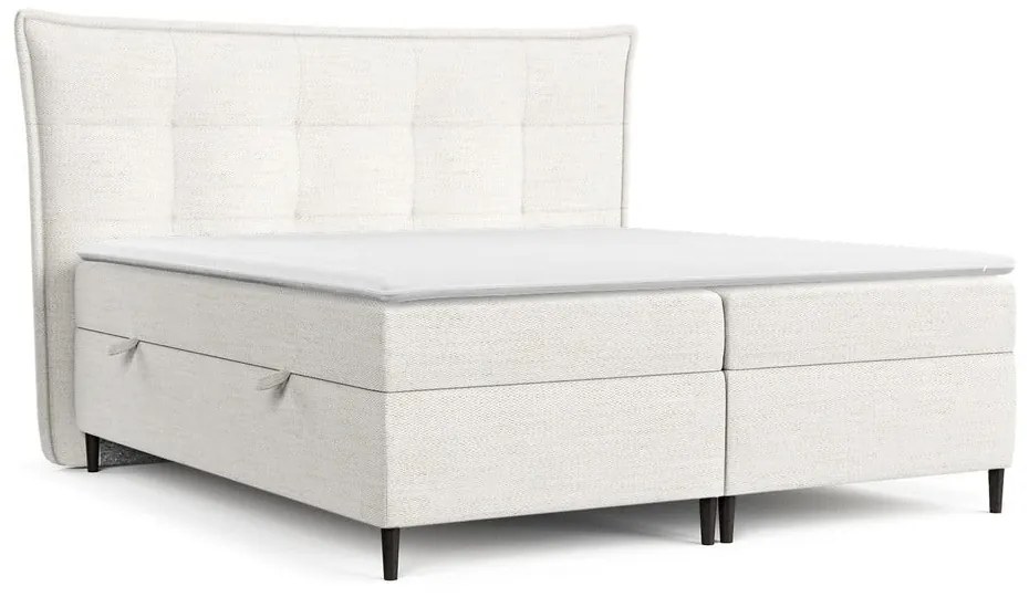 Kremowe łóżko boxspring ze schowkiem 200x200 cm Sinai – Maison de Rêve