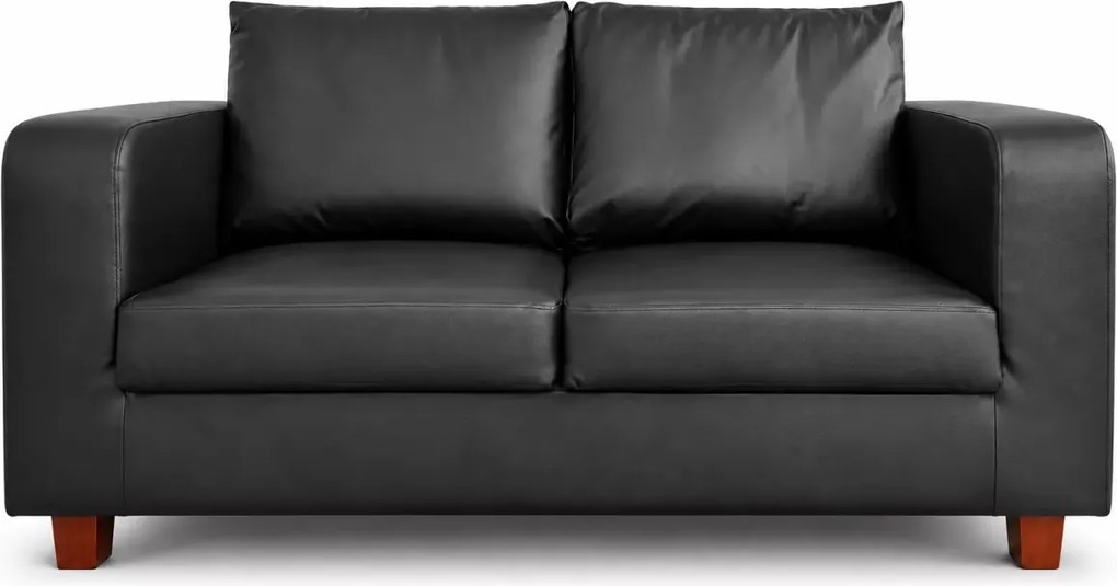 (Wyprzedaż) Klasyczna sofa 2 osobowa z czarnej ekoskóry