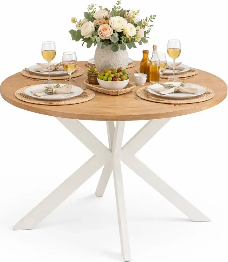 Okrągły rozkładany stół w kolorze dąb złoty + biały Z3-G69