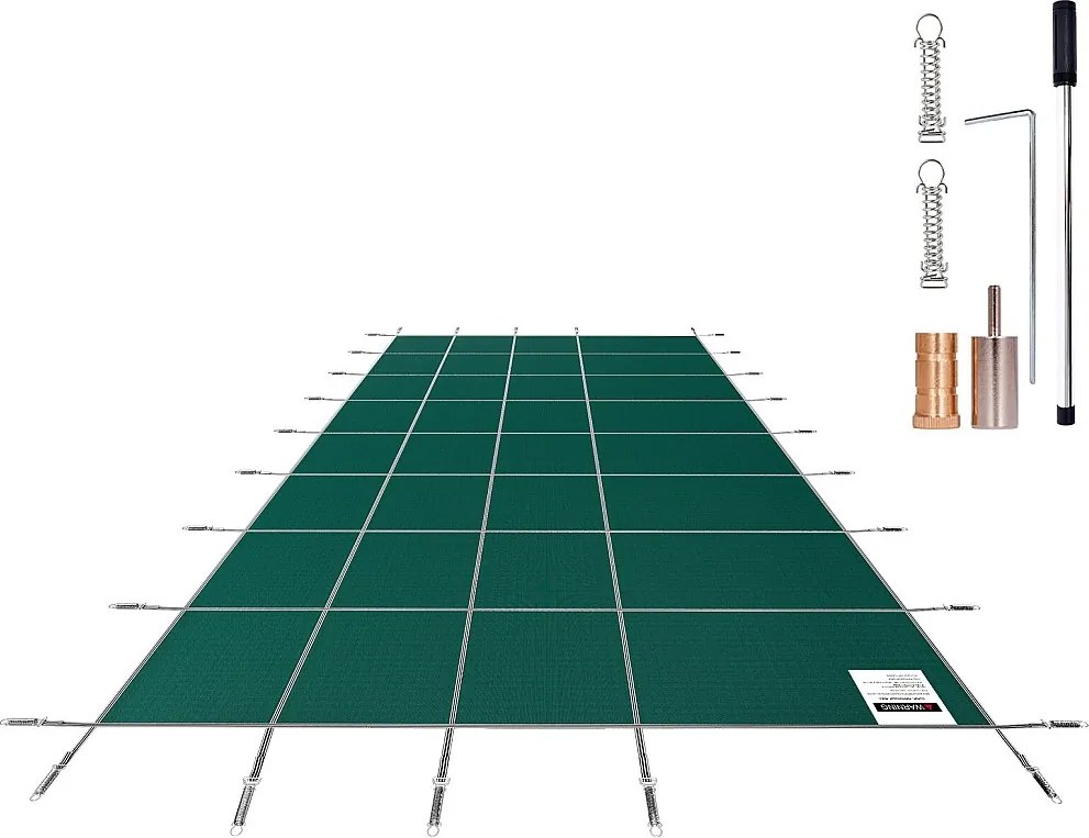 Zimowa Osłona Basenowa, SucceBuy 430 x 790 cm Prostokątna Siatkowa Osłona Bezpieczeństwa, Zielona na Zewnątrz Zimą