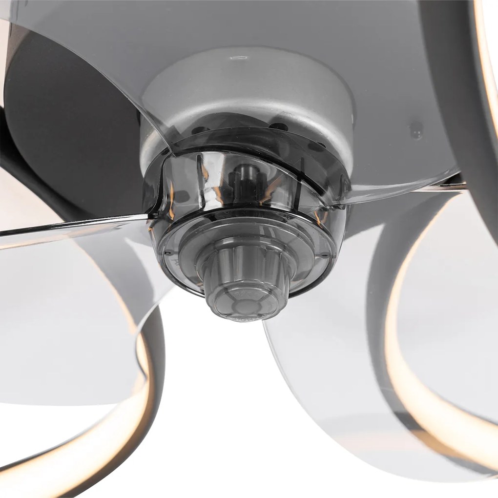 Czarny Wentylator sufitowy z lampą z LED i pilotem - MandyDesignerski Oswietlenie wewnetrzne