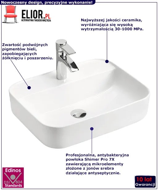 Ceramiczna umywalka nablatowa Ravis 2X - Biała