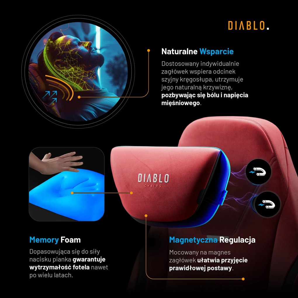 Fotel gamingowy Diablo X.Eye Prime, Normal Size, Bloody Mary