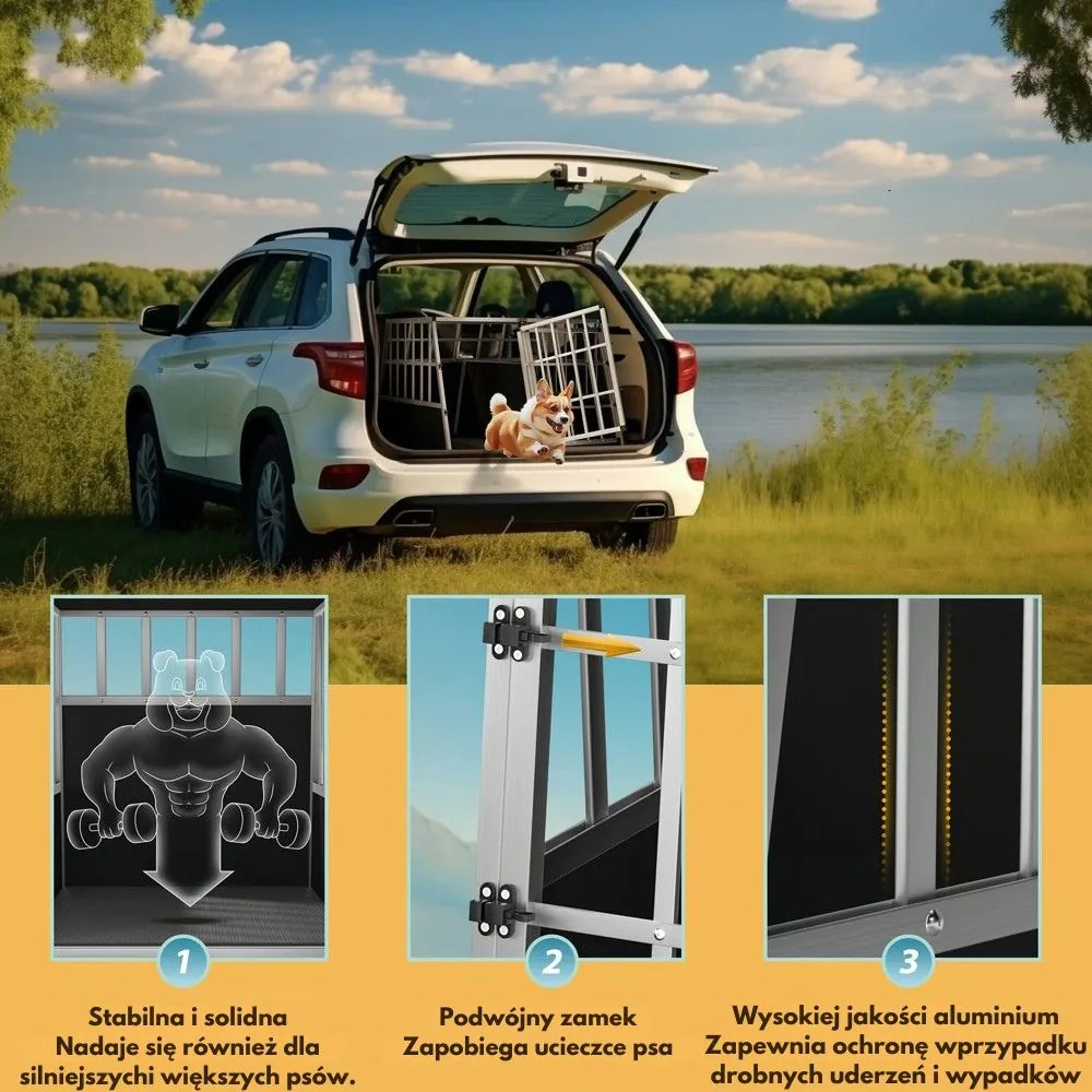 Transporter dla psa BRUNO, 97x90x72cm, srebrna/czarna Cadoca