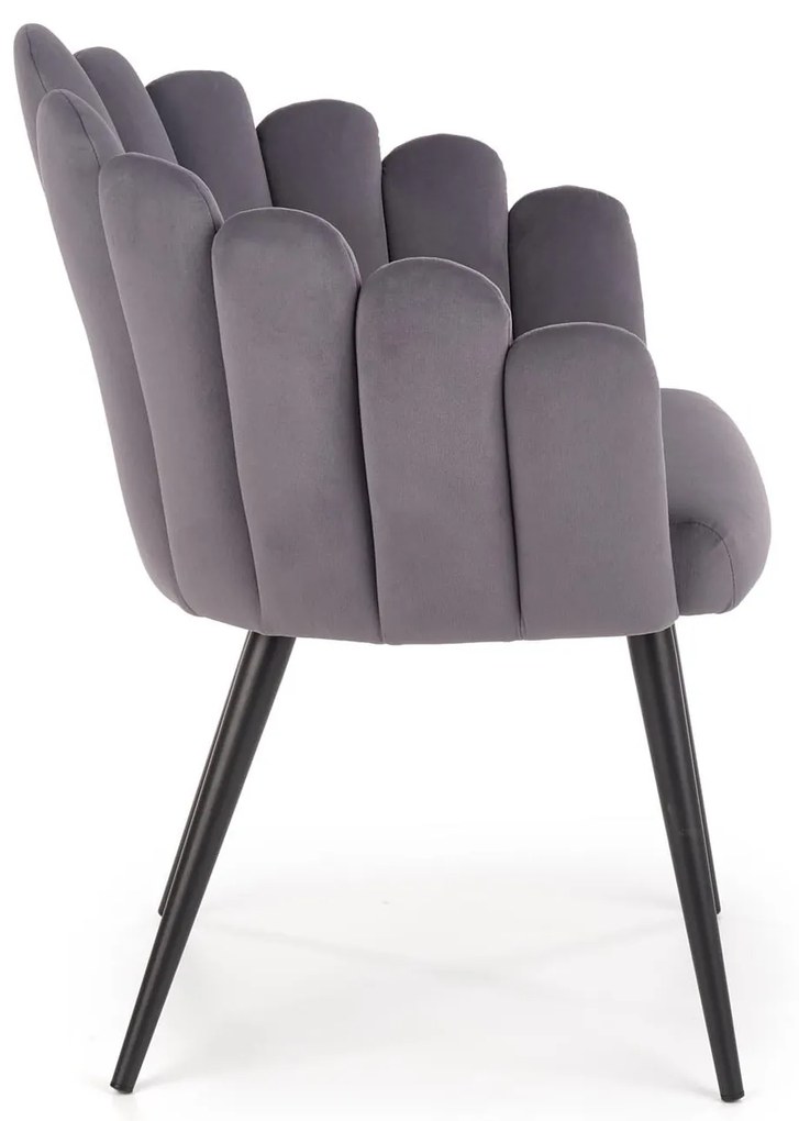 L410 krzesło tapicerowane popielaty velvet muszla, nowoczesny Glamour