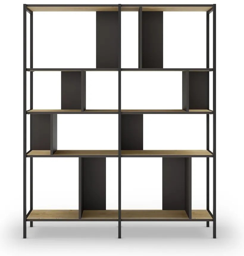 Czarny regał w dekorze dębu 144x175 cm Alabama – Marckeric