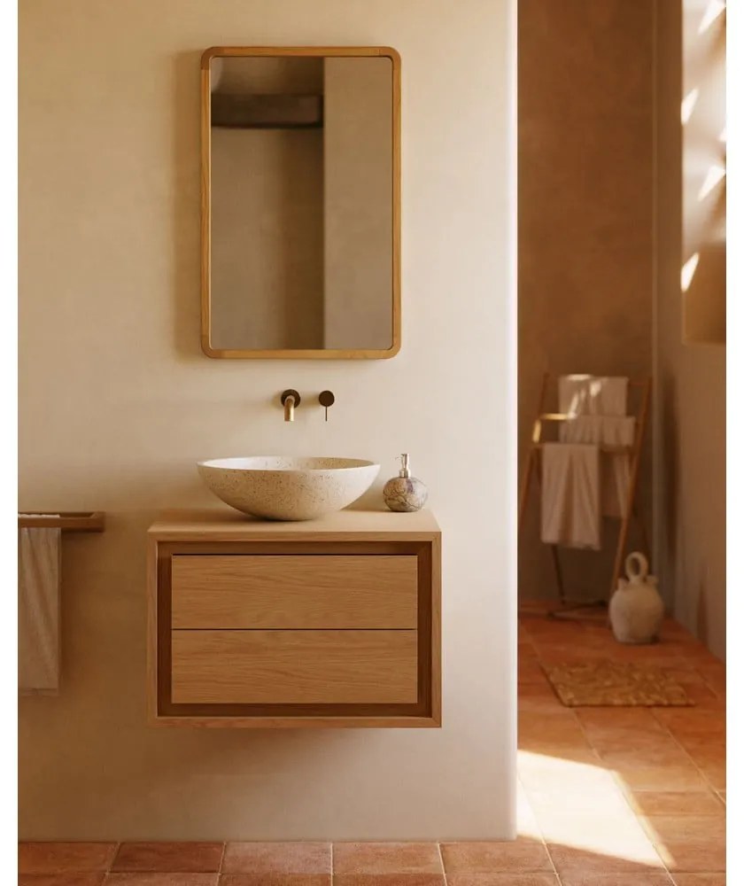 Brązowa wisząca szafka pod umywalkę z litego drewna tekowego 60x40 cm Kenta – Kave Home