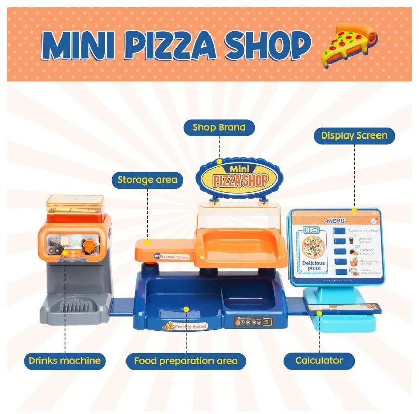 Woopie sklep restauracja fast food mini pizza shop 35 el.