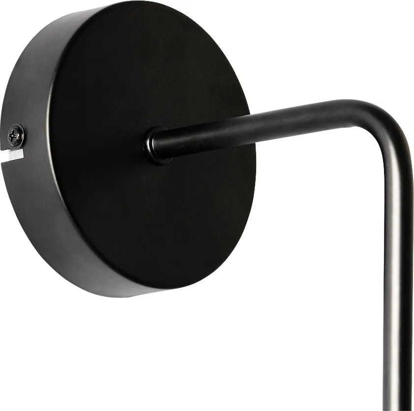 Lampa ścienna w stylu art deco czarna z przydymionym szkłem - Laura