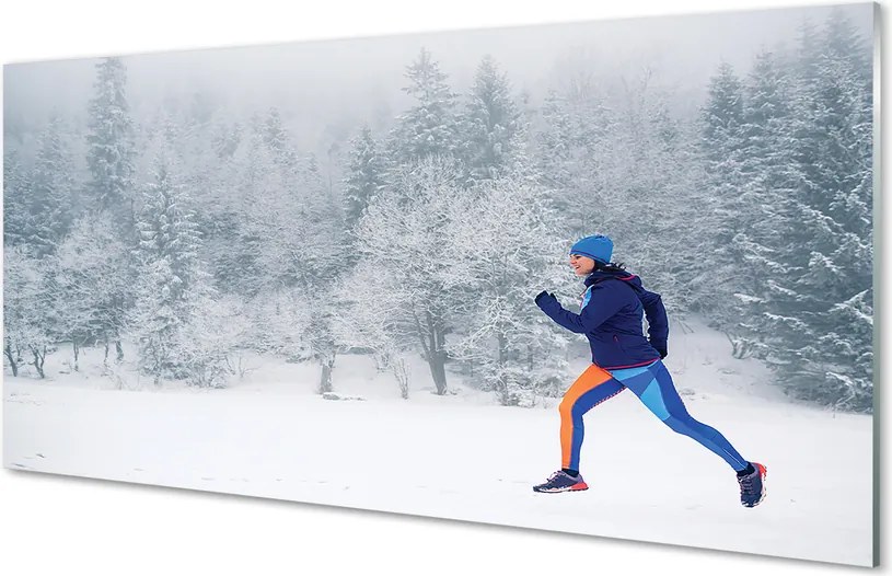 Szkło do Kuchni na Ścianę Człowiek w Zimowym Lesie