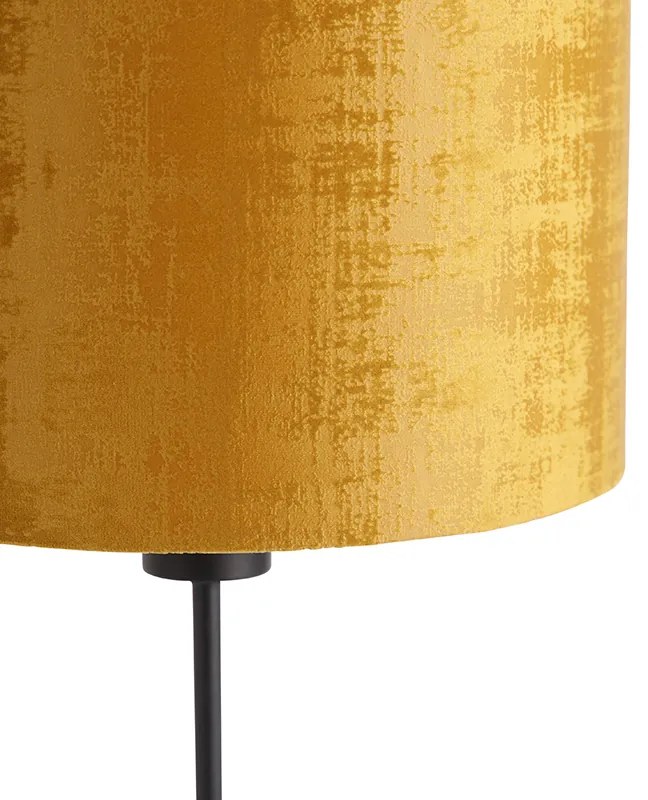 Lampa stołowa z czarnym abażurem z aksamitu w kolorze złotym 25 cm regulowana - Parte Nowoczesny Oswietlenie wewnetrzne
