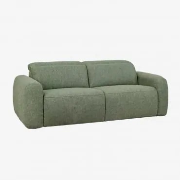 Sofa Dwuosobowa Rozkładana I Elektryczna Tapicerowana Peggy Bouclé Salvia Zieleń - Sklum