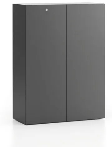 Szafka biurowa niska SEGMENT, zamykana, 2 półki, 840 x 370 x 1140 mm, grafit