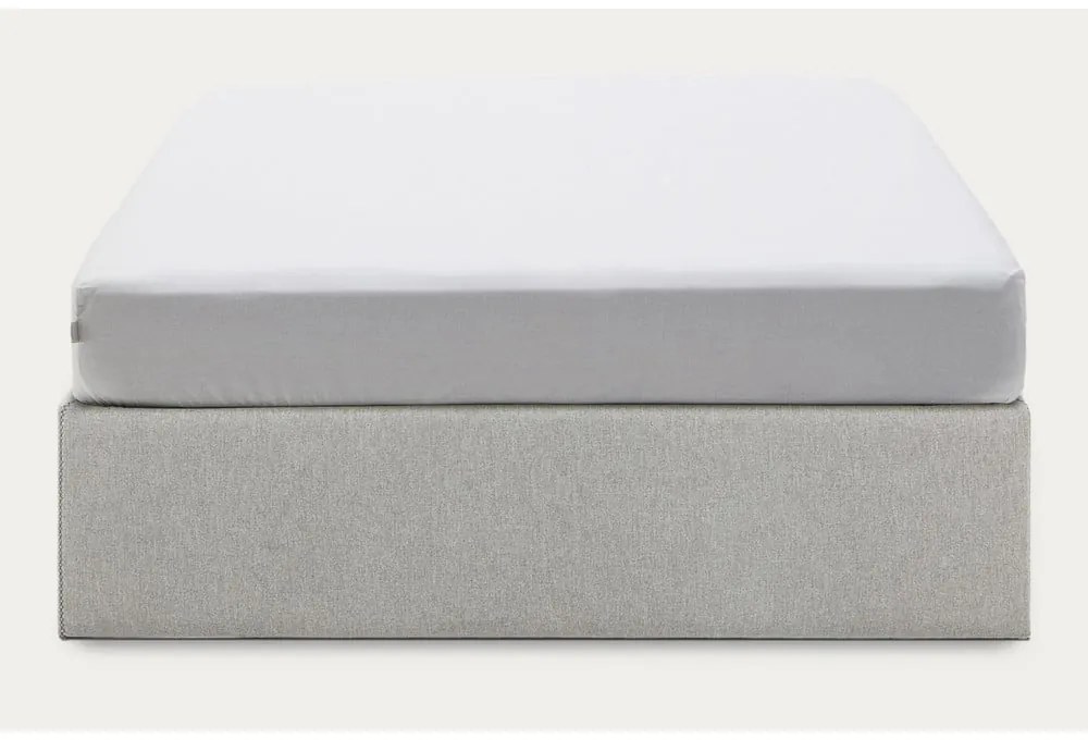 Szare tapicerowane łóżko dwuosobowe ze schowkiem 160x200 cm Matters – Kave Home