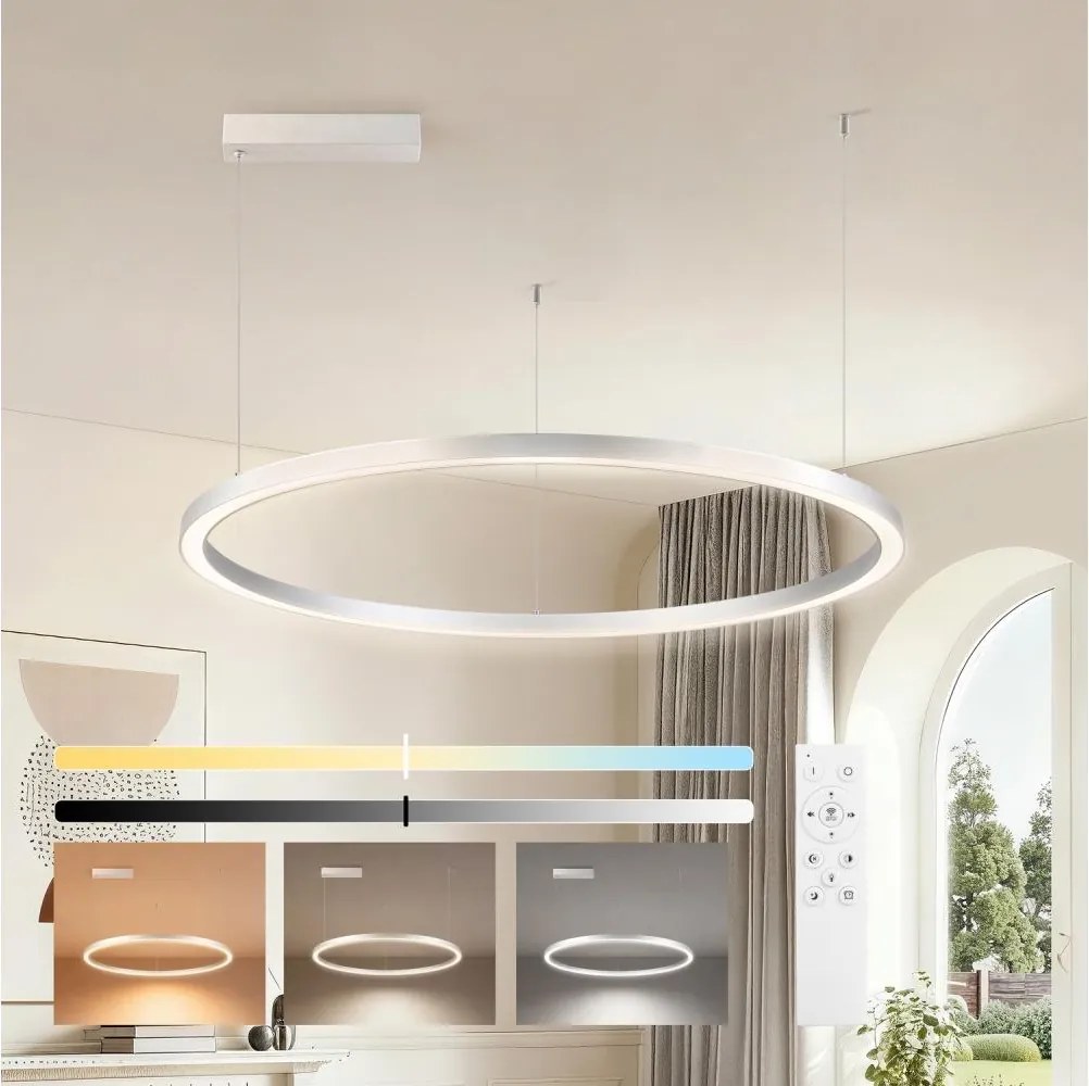 Brilagi-LED Ściemnialna lampa wisząca na linkach PORTOFINO LED/60W/230V Ø 80 cm srebrna + pilot