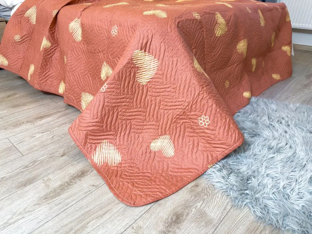 Narzuta na łóżko ORANGE HEART, różowa Rozmiar: 170 x 210 cm