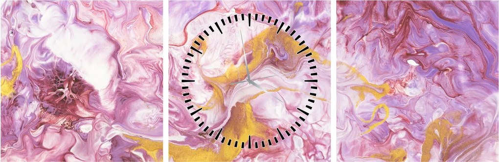 Obraz - Różwa abstrakcja (z zegarem) (90x30 cm)