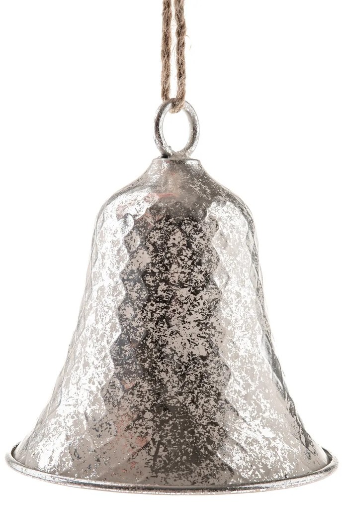 Metalowy dzwonek wiszący 17 cm, kolor srebrny,rustykalny