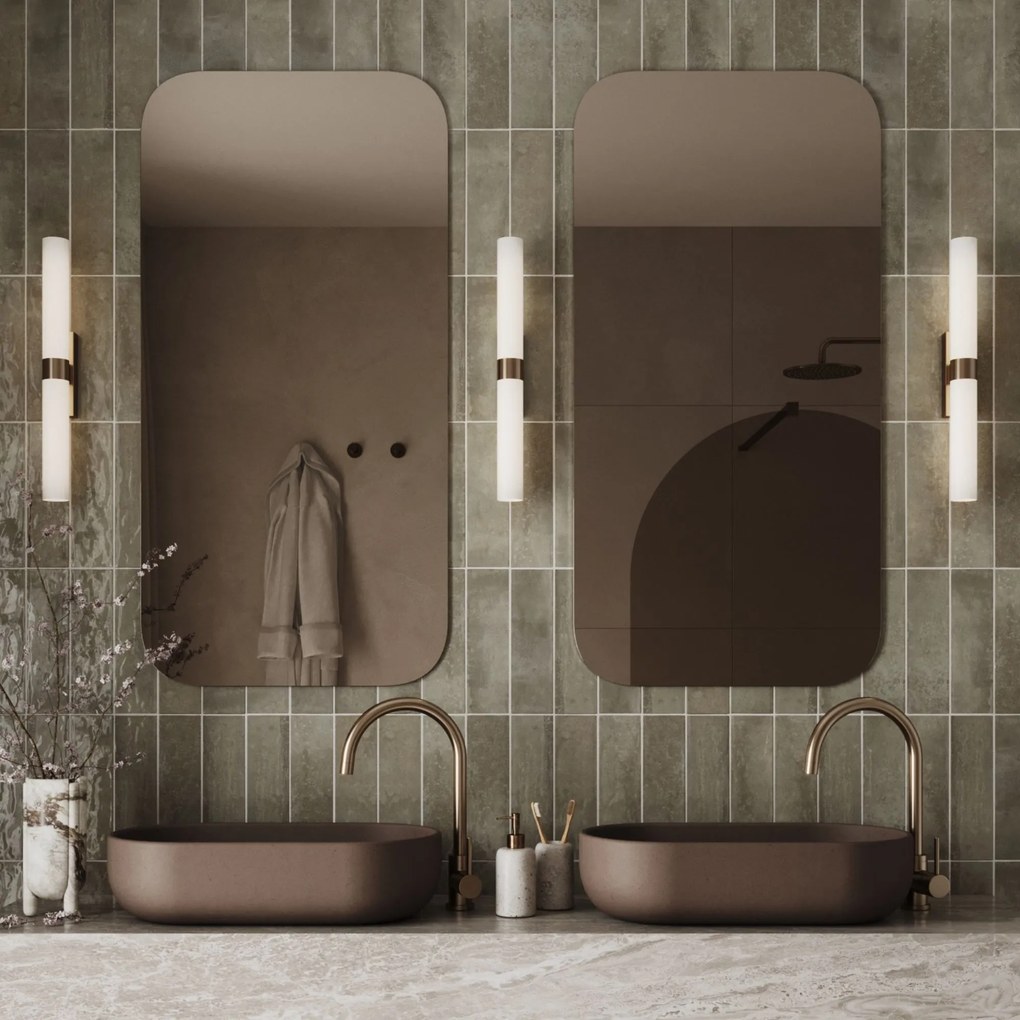 Lustro prostokątne bez ramy oszlifowane obracalne bez podświetlenia ROUND | Różne rozmiary | Różne kolory szkła : Kolor tafli szkła - Brąz, Rozmiar - 70 x 140 cm