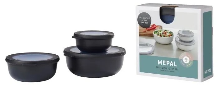 Pojemniki na żywność 3 szt. Nordic black – Mepal