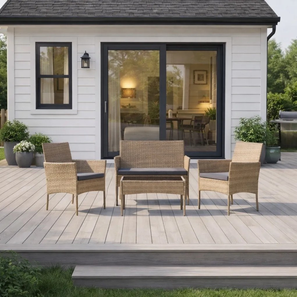 Zestaw mebli ogrodowych - sofa fotele i stolik Natal 010 naturalny