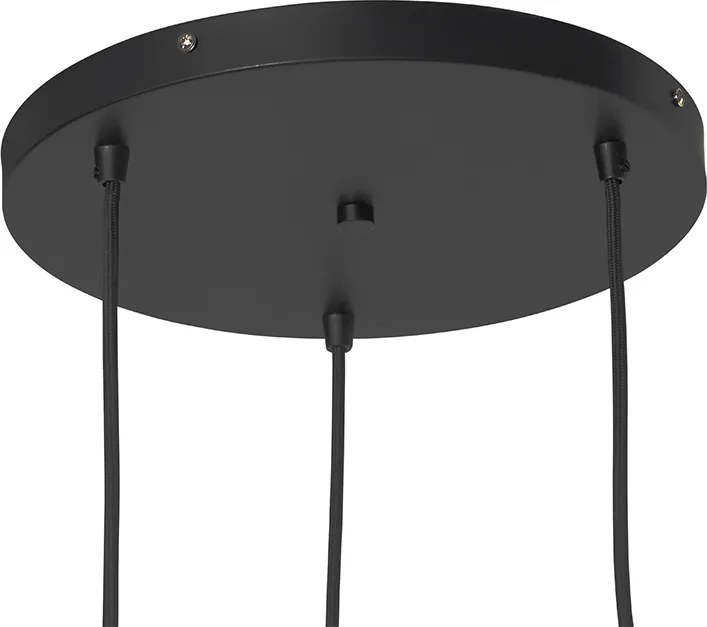 Lampa wisząca art deco czarna z przydymionym szkłem 3-światłowa okrągła - Busa