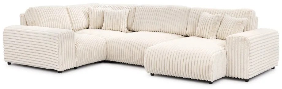Kremowy sztruksowy narożnik (lewostronny/w kształcie litery U) Justin – Ropez