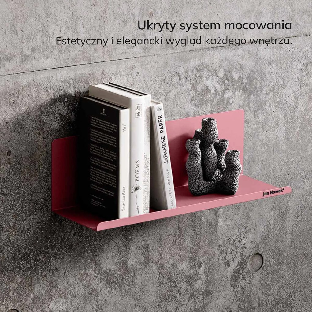Półka wisząca metalowa pudrowy róż, 400 mm: JOANNE Fresh Style