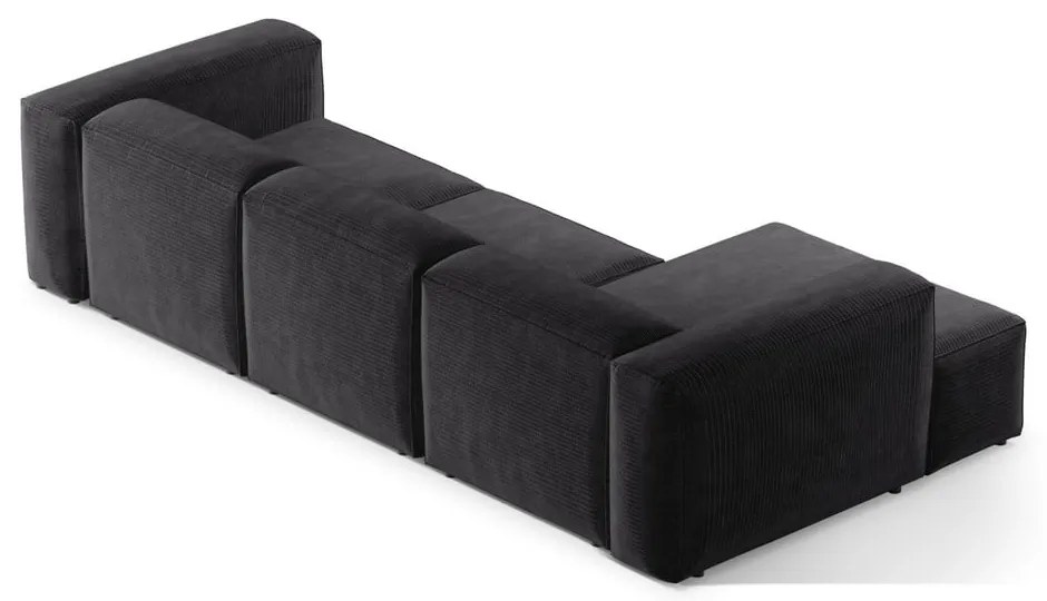 Ciemnoszary sztruksowy narożnik (lewostronny/z szezlongiem) Bergamo – Cosmopolitan Design