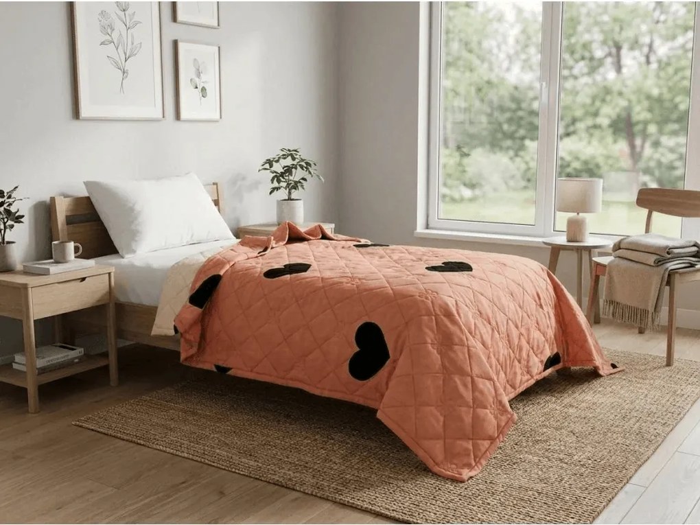 Letnia kołdra HEARTIX 140x200 cm, pomarańczowa