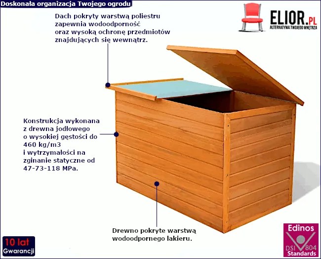 Brązowa skrzynia ogrodowa zamykana F1-D57