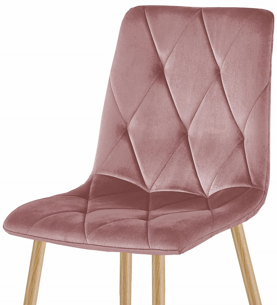 Różowe krzesło do kuchni LIBRA aksamitne