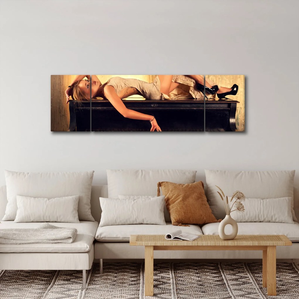 Obraz - Kobieta na fortepianie (170x50 cm)