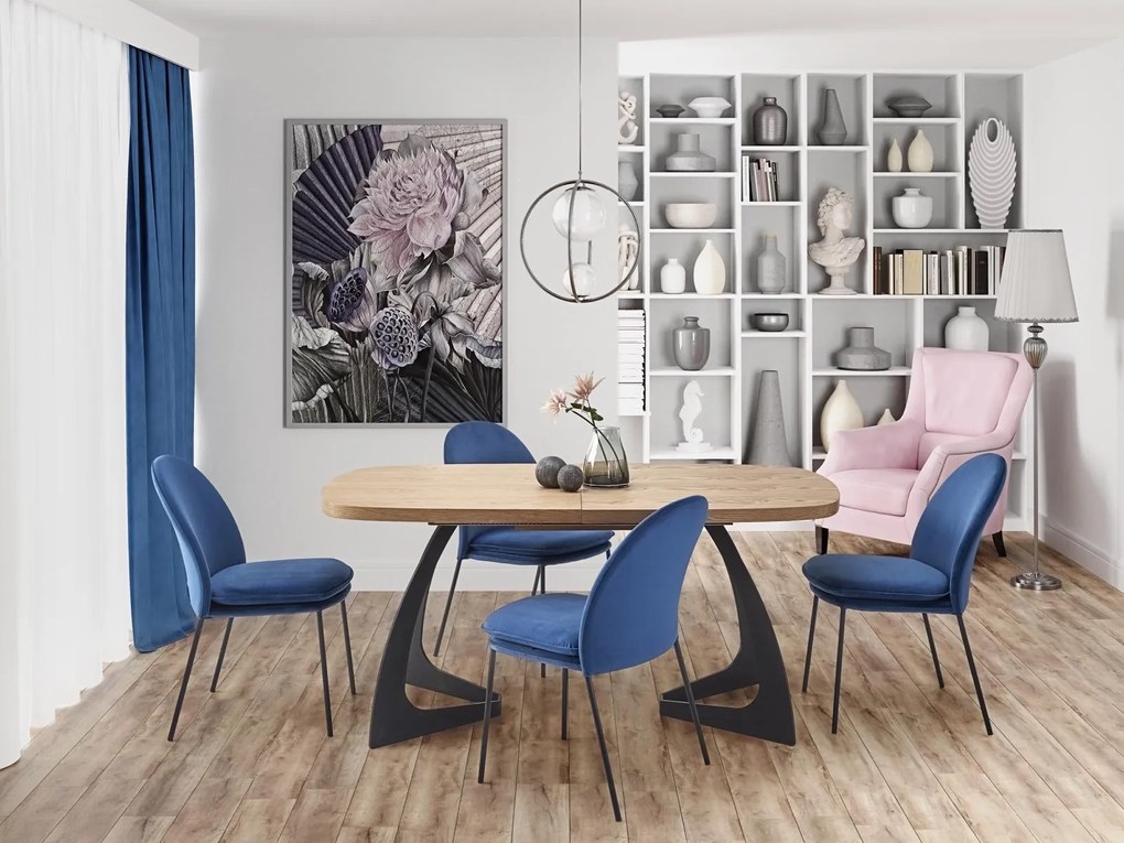 Welurowe krzesło z poduszką na siedzisku K443