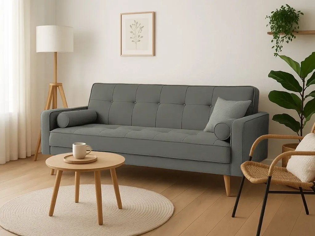 Rozkładana sofa oliwkowoszara NESTOR VELVET
